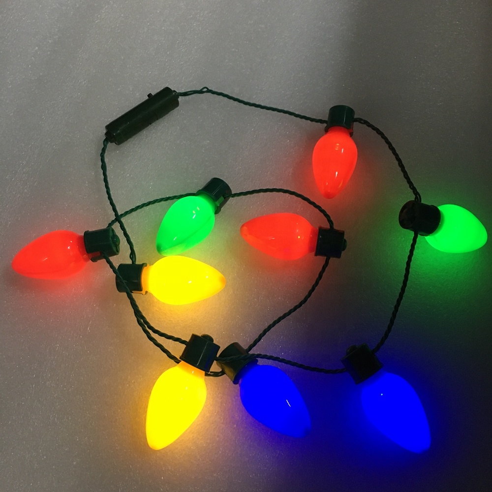 Okras za božično zabavo, utripajoča ogrlica z žarnicami Jumbo
