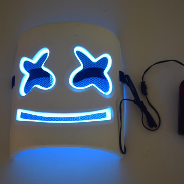 DJ maska ​​Glasbeni festival Čelade Rekviziti za zabavo za noč čarovnic Kostum LED svetleče marshmallow maske