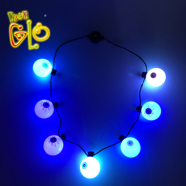 Halloween Neon Light Up LED Necklace bi stampar tal-boċċa tal-għajnejn