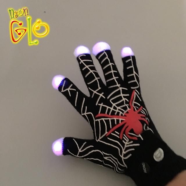 Led Light Up Spider Gloves Halloween Party Supplies