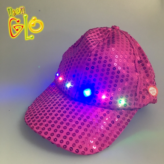 Sequin Light Up LED Baseball hat for Party