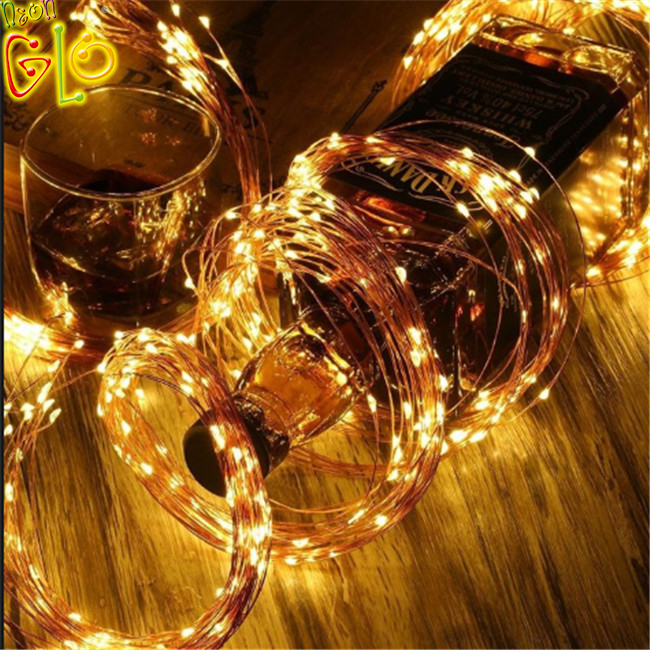 90L LED մարտկոցով սնուցվող Անջրանցիկ Սուրբ Ծննդյան պղնձե մետաղալարով Fairy String լույսեր