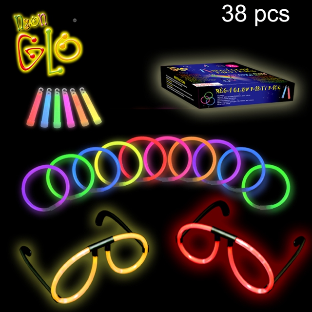 နီယွန်အလင်းအရုပ် 38 Pcs Glow Stick ပါတီအထုပ်