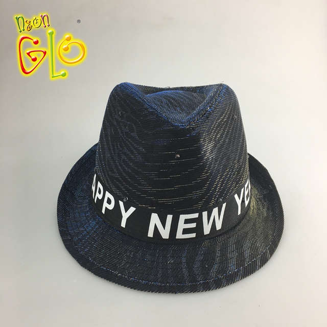 የአዲስ ዓመት ጃዝ ስታይል ኮፍያዎች LED Fedora Party Hat