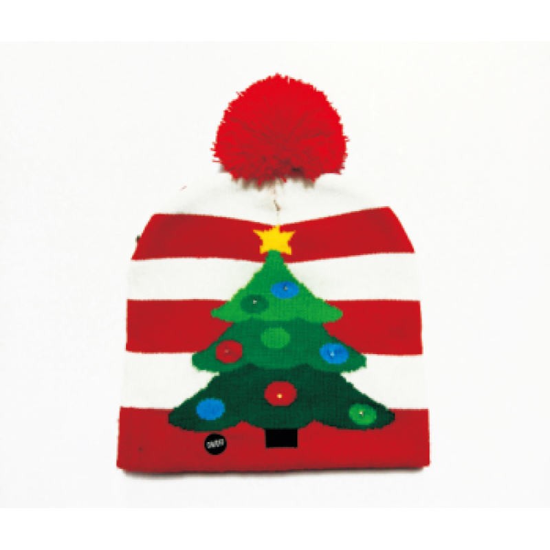 Ziemassvētku dizaina trikotāžas cepure LED trikotāžas beanie