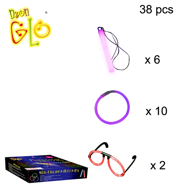 ኒዮን ብርሃን አሻንጉሊት 38 ፒሲዎች Glow Stick Party Pack