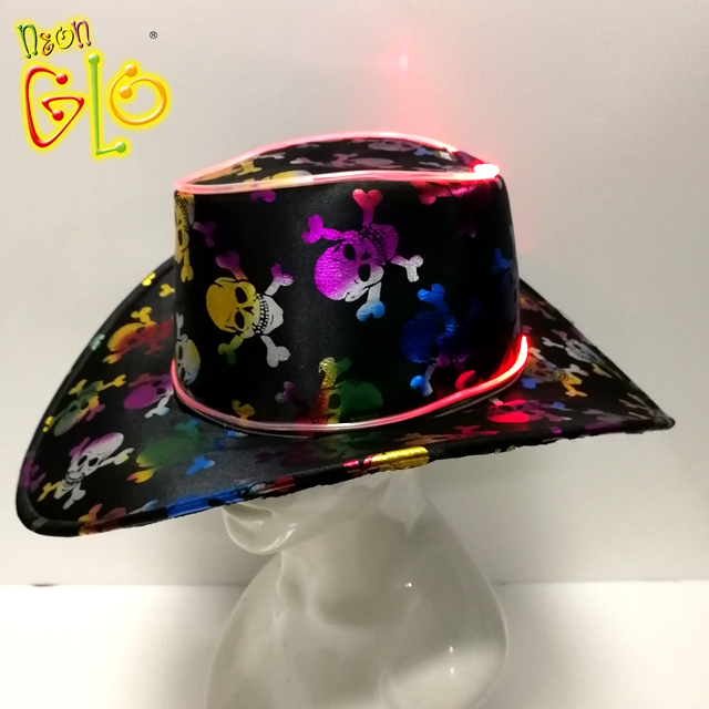 LED apgaismota mirgojoša kovboju cepure Helovīnam
