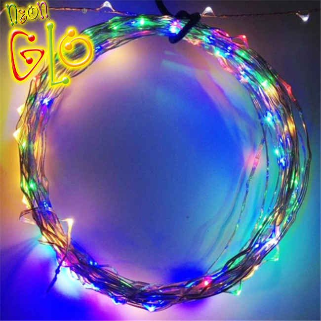 6M 60 LED String Kawat Tembaga Lampu String LED warna-warni untuk Pesta Pernikahan Natal Didukung Oleh 3 Baterai AA