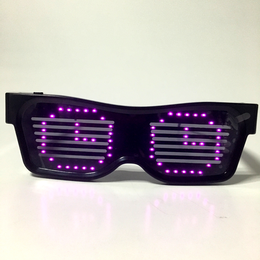 Hot Sell App Bluetooth LED akiniai Individualizuoti Įvairių raštų Įkraunami vakarėlio akiniai