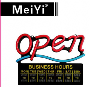 Acrylic LED neon open sign with business hours-MYLS003