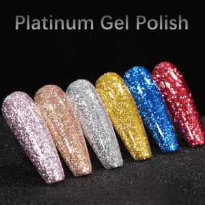 Platinum Gel Polish Shinny shimmer colour coating gel သည် China professional uv gel စက်ရုံမှဖြစ်သည်။