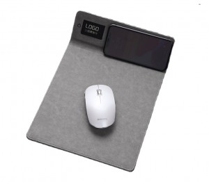 Wireless Charging Mouse Pad PU tawv LED Custom Logo Loj Nas Pad