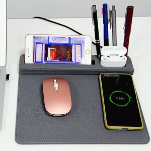 Magnetic Mouse Pad Fast Wireless Charger Mouse Pad With Pen Holder
