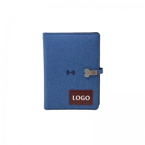 A5 Leather Diary Notebook e nang le Power Bank le USB flash drive Wireless Charging Notebook