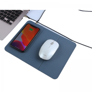 PU Leather Wireless Charging Mouse Pad បន្ទះ Mouse Pad ពហុមុខងារ ប្រភេទ C Gaming Mouse Pad
