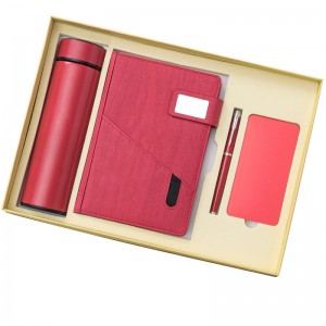 Højklasses notesbog gavesæt æske med pen USB Power Bank termokande kop multifunktion notesbog business gave sæt