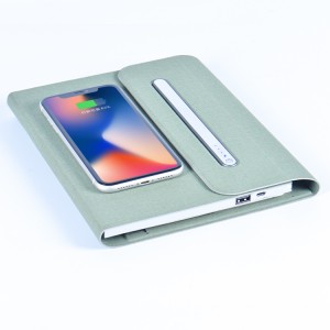 Ordinateur portable en cuir PU Ordinateur portable de chargement sans fil Logo Led personnalisé A5 Notebook Business Notebook