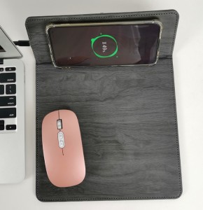 Melhor suporte móvel de couro PU suporte de carregamento sem fio mouse pad de mesa tapete de mouse
