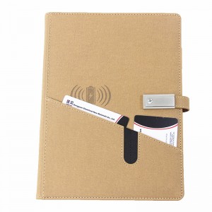 Wireless Charging Notebook ជាប្រភេទ Power Bank ដែលមានមុខងារច្រើន ជាប្រភេទ PU leather Notebook