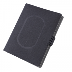 導かれたロゴの革ノート ビジネス ノートが付いている創造的な無線充電器のノート