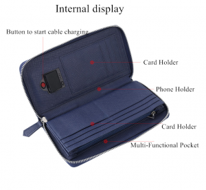 កាបូប PU Leather Wallet Portable Wireless Charger Power Bank Business Smart Card wallet