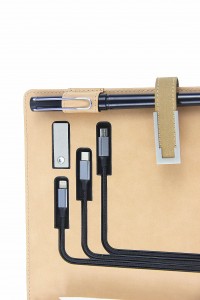 Anpassad lyxig powerbank PU-läder trådlös laddnings-anteckningsbok