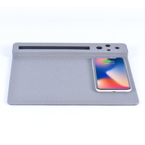 Pōpo ea Wireless Charger e nkehang Tefo ea Letlalo Desk Pad Gaming Mouse Pad