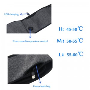 Nedre ryggvärmeplatta USB-laddning Uppvärmt midjebälte Långt infrarött värmebälte