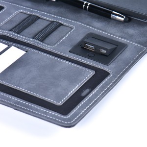 Business notebook a5 pu skinn notebook power bank notebook egendefinert logo notebook
