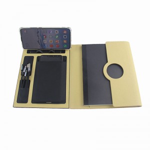 Multifunctionele A5 PU lederen notebook met Power Bank Led-logo Draadloos opladen Notebook
