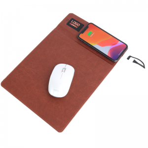 Mişkê şarjê bêtêl Pu Leather Desk Klavyeya Mat Magnetic Mouse Pad
