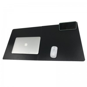 Office Waterproof foldable Desk Pad 3 in 1 Leather Multifunctional mouse pad with phone holder แผ่นรองเมาส์ชาร์จไร้สาย
