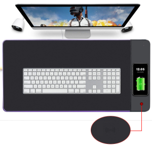 Mouse pad de carregamento sem fio RGB 10 W carregador sem fio grande mouse pad para jogos