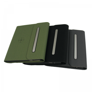 Sleek Wireless Charging Notebook Power Bank PU wireless charging notepad like Promotional Gift Set