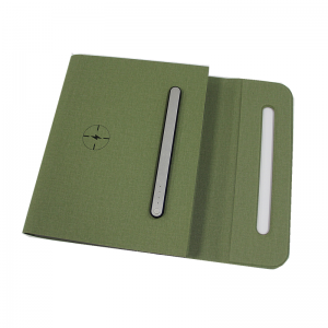 Sleek Wireless Charging Notebook Power Bank PU Wireless Charging Notebook cum'è Set Gift Promotional