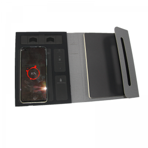 Power Bank көп функционалды сымсыз бизнес қалтасы бар ноутбук PU былғары сымсыз зарядтауға арналған блокнот