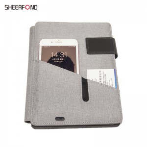Мултифункционален тефтер с дневник A5 Leather Wireless Charging Notebook