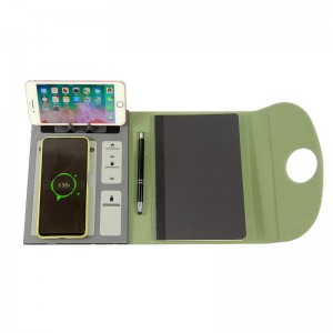 Notebook Power Bank A5 PU Mbushës telefoni pa tela Fletore e karikimit të shpejtë