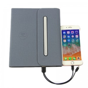 notebook de încărcare din piele pu notebook de încărcare fără fir cu power bank a5 notebook