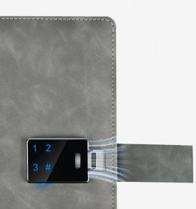 A5 calakan kantor bisnis multi-fungsi notepad alat tulis rapat catetan diary sareng kecap akses sidik jari Wireless Charging Notebook