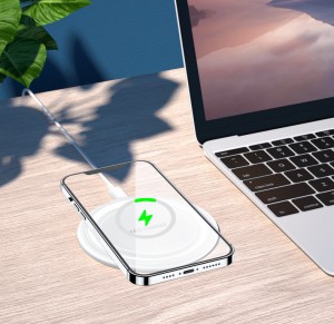QI Wireless slim Fast Charging Pad ເຄື່ອງສາກມືຖືແຮງແມ່ເຫຼັກ ຂາຕັ້ງສາກໄຮ້ສາຍ