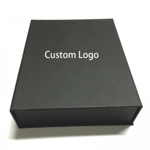 පුද්ගලීකරණය කළ වර්තමාන පෙට්ටිය අභිරුචි ලාංඡනය Flip Foldable Gift Box with Magnetic Cover Luxury Black Packaging Magnetic Gift Box
