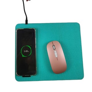 රැහැන් රහිත ආරෝපණ මවුස් පෑඩ් අභිරුචි Led ලාංඡනය Office Desk Mat Foldable Mouse Pad