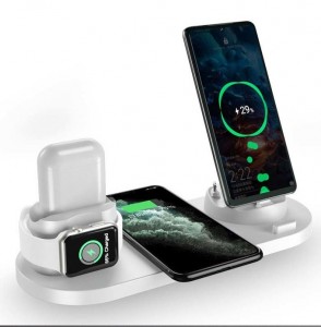 Desk Wireless Charger 6-in-1 Fast Wireless Charging Universal Portable Multifunctional Wireless Charger Stand
