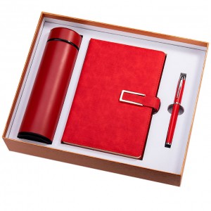 กล่องของขวัญส่วนบุคคลชุดไอเดียของขวัญฉนวนแก้วโน๊ตบุ๊คปากกาชุดของขวัญธุรกิจสามชิ้น