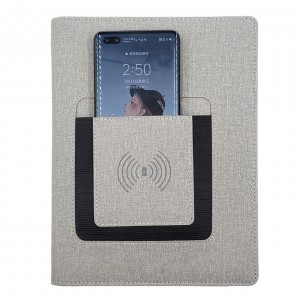 ທຸລະກິດທີ່ນຳມາໃຊ້ຄືນໄດ້ໃນໜັງຜູ້ຈັດງານຂອງແທ້ກັບ Power bank ແຟ້ມເອກະສານຂະໜາດນ້ອຍທີ່ສາມາດສາກໄຟໄດ້ ໂນ໊ດບຸ໊ກ Wireless Charging Notebook
