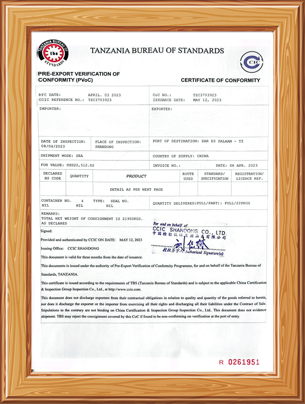 Certificación CCIF