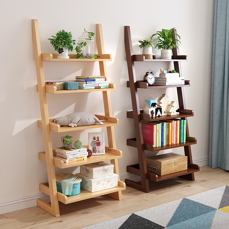 Modern antique design 4 tier wooden bookcase, folding decorative ladder book shelf, wood bookshelf Featured Image