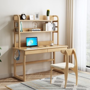 Computer Desk with Storage Drawer, Writing Study Desk with Display Shelf, Wooden Study Table PC Workstation, Home Office Desk Laptop Desk for Bedroom