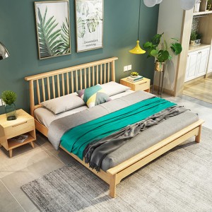 Solid Wood Foundation Platform Bed Frame with Headboard and Wood Slat Support